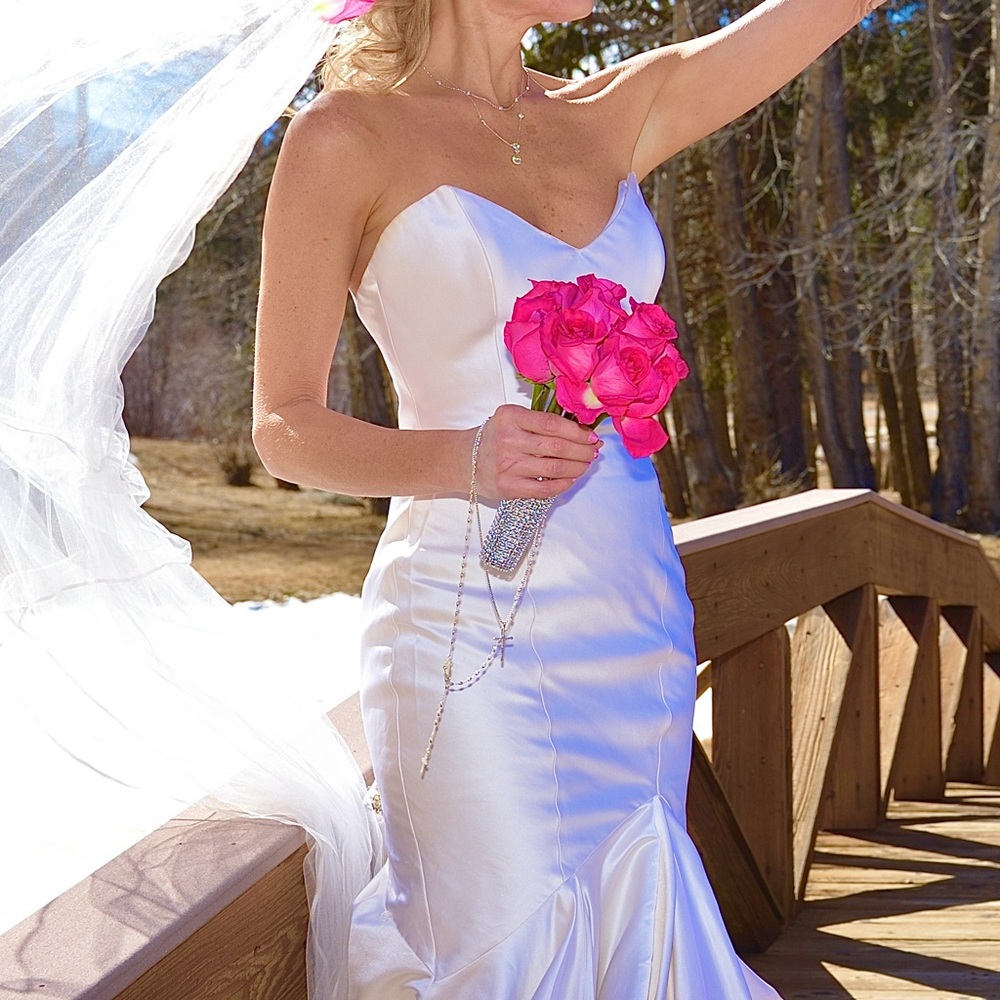 Ulla Maija Laetitia Ivory Silk mermaid Satin Wedding gown 2-4
